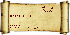 Krieg Lili névjegykártya